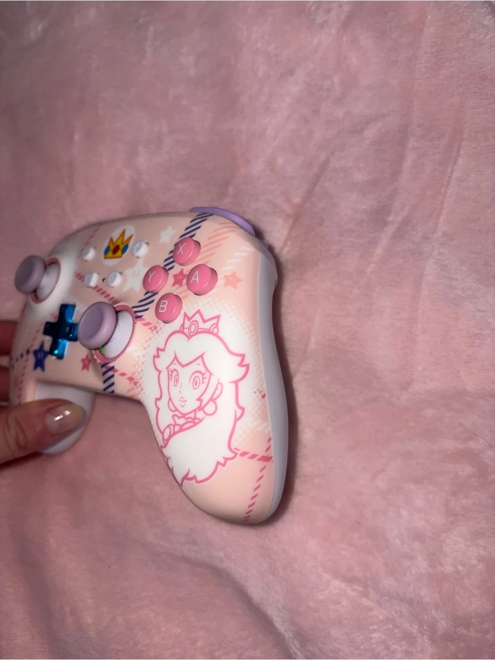 Nintendo Princess Peach Wireless Controller with Blue D-Pad
